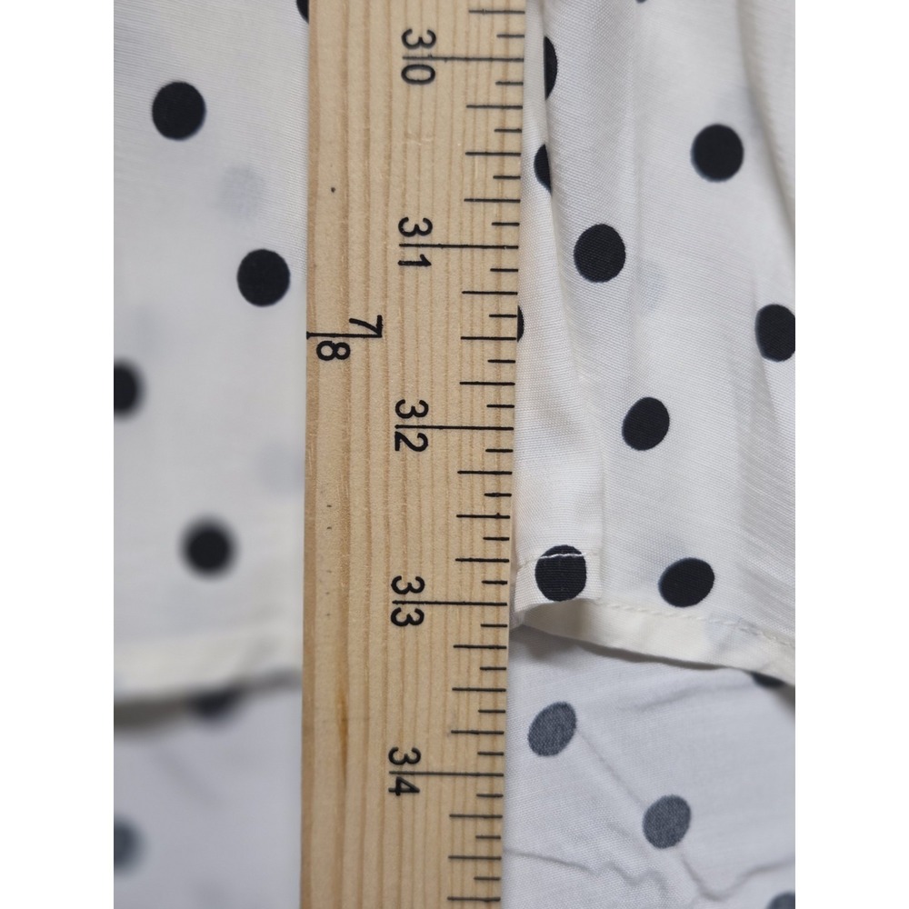 A New Day Women's Medium Dress Ivory Black Short Sleeve Mini Wrap Polka Dots - Picture 10 of 10
